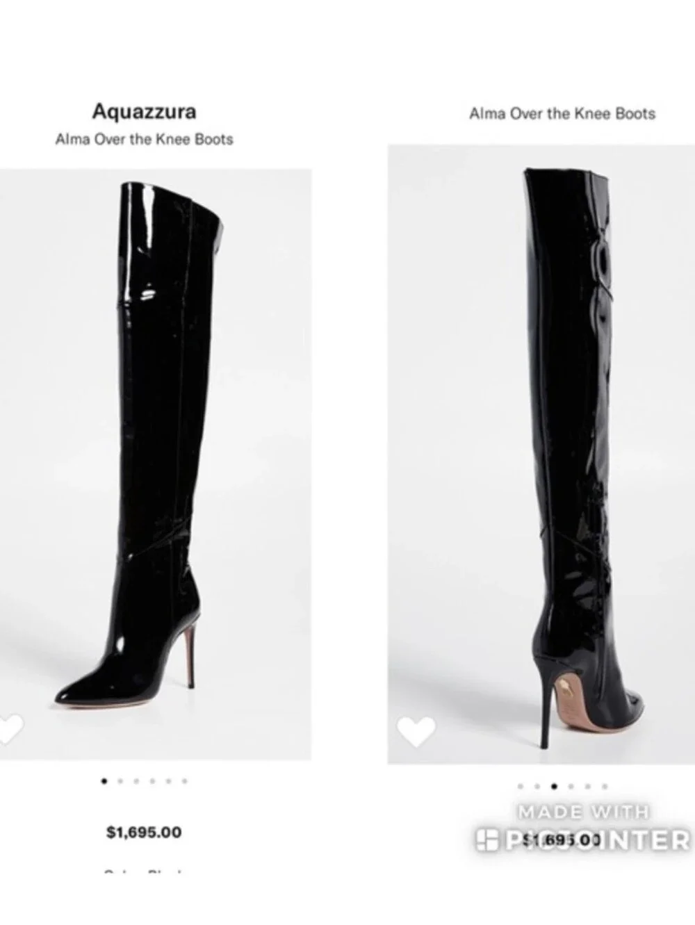 AQUAZZURA Alma Patent Leather Over Knee High 105 Boots Size 39